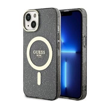 Guess Ovitek Guess Glitter Gold MagSafe - iPhone 14 Plus (črn)