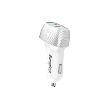 shumee Energizer Ultimate - avtomobilski polnilnik USB-C in USB-A 38W PD + QC3.0 (bel/srebrn)