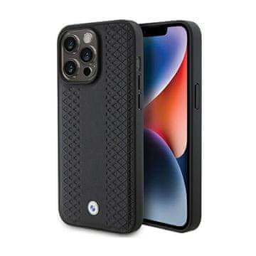 Bmw BMW usnjen ovitek z diamantnim vzorcem za iPhone 15 Pro (črn)