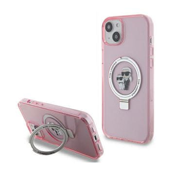 Karl Lagerfeld Stojalo za prstane Karl Lagerfeld Karl & Choupette MagSafe - ovitek za iPhone 15 Plus (roza)