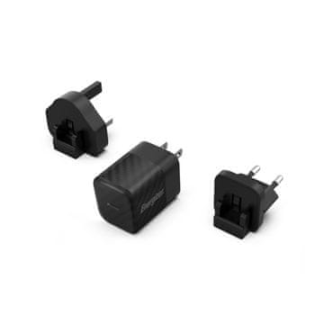 Energizer Energizer Ultimate - Multiplug EU/UK/US GaN USB-C 20W PD stenski polnilnik (črn)