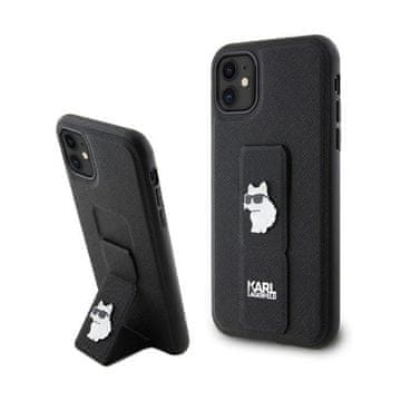 shumee Karl Lagerfeld stojalo za pritrditev Saffiano Choupette Pins - ovitek za iPhone 11 (črn)