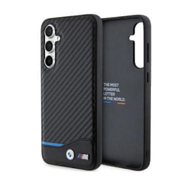 shumee BMW usnjeni ovitek iz karbonsko modre linije za Samsung Galaxy S23 FE (črn)