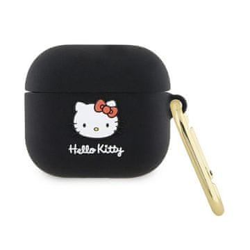HELLO KITTY Silikonski ovitek Hello Kitty z 3D muckino glavo - AirPods 3 (črn)