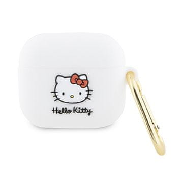 HELLO KITTY Silikonski ovitek Hello Kitty z 3D muckino glavo - AirPods 3 (bel)