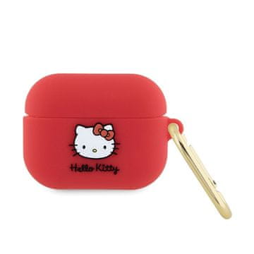 HELLO KITTY Silikonski ovitek Hello Kitty z 3D muckino glavo – AirPods Pro (fuksija)