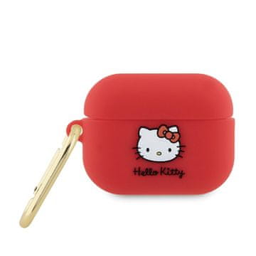 HELLO KITTY Silikonski ovitek Hello Kitty z 3D mucko – 3D muckina glava – za AirPods Pro 2 (fuksija)