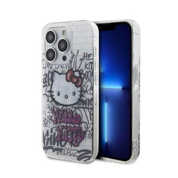 HELLO KITTY Ovitek za iPhone 14 Pro Max z motivom muce Hello Kitty in grafitom iz opeke – bel