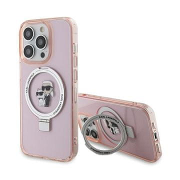 Karl Lagerfeld Stojalo za prstane Karl Lagerfeld Karl & Choupette MagSafe - ovitek za iPhone 15 Pro (roza)