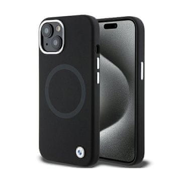 shumee BMW Signature tekoči silikonski ovitek MagSafe za iPhone 15 (črn)