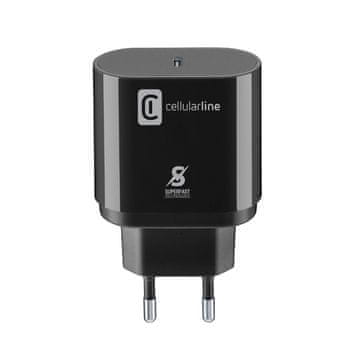 CellularLine Cellularline - USB-C Super Fast Charger 25 W stenski polnilnik (zasnovan za Samsung) (črn)
