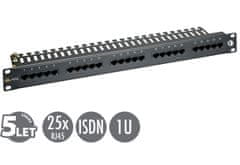 Solarix 19" plošča ISDN 25 x RJ45 črna 1U SX25-ISDN-BK