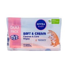 Nivea Baby Soft & Cream Cleanse & Care Wipes čistilni in negovalni vlažilni robčki 2x57 kos