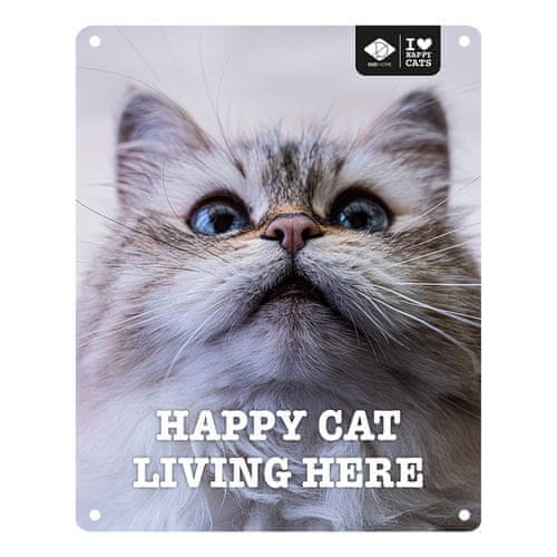 EBI D&D I LOVE HAPPY CATS kovinska tabla: ,,Happy cat living here" 20x25cm