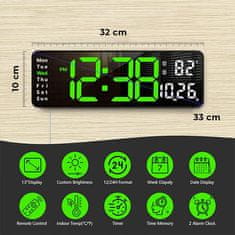 Cool Mango Večnamenska digitalna LED stenska ura, daljinsko upravljanje, eleganten in moderen zaslon, 4 različne funkcije uporabe, 32 x 10 cm – Walltime
