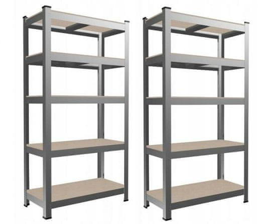 Aga 2x Kovinski regal 180x90x30 cm 5 polic