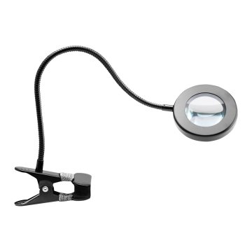 Gardj Europe LED-lučka z povečevalnim steklom v obliki kače za pisalno mizo, črna