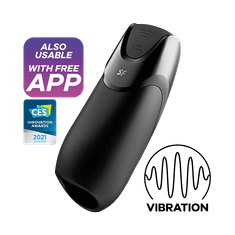 Satisfyer Men Vibration+ Connect App Masturbator Črna
