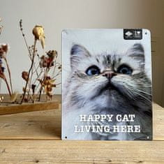 EBI D&D I LOVE HAPPY CATS kovinska tabla: ,,Happy cat living here" 20x25cm