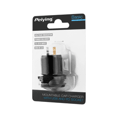 Peiying Vtičnica za avto vgradna USB+USB Type C, QC, PD 48W