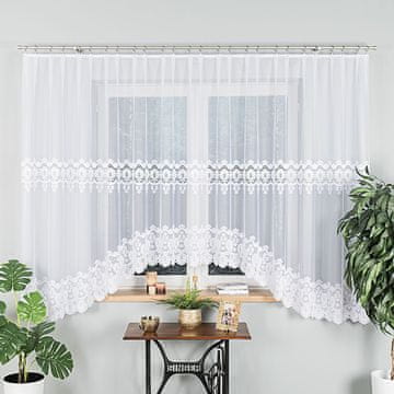 shumee DARIA - Že izdelana žakard zavesa z izrezom na dnu - 450x175 cm - bela