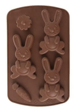 STREFA Kalup zajčki 3 kosi 21x13,5x1,5cm silikona rjave barve