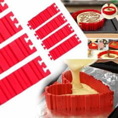 Netscroll Prilagodljiv silikonski pekač za torte in druga peciva, silikonski model za sladice, za peko različnih oblik sladic, 4 sestavni deli, ShapeStar
