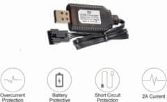 YUNIQUE GREEN-CLEAN USB Univerzalni RC polnilni kabel s priključkom SM-4P za 2S 7.4V LiPo baterijo združljiv RC avto / avto / letalo / dron / RC čoln in druge igrače za daljinsko upravljanje