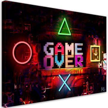 shumee Slika na platnu, napis Game Over za igralca - 120x80