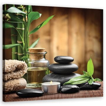 shumee Slika, Zen kompozicija črnih kamnov in bambusa - 30x30