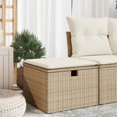 Vidaxl Vrtni stolček z blazino bež 55x55x37 cm poli ratan