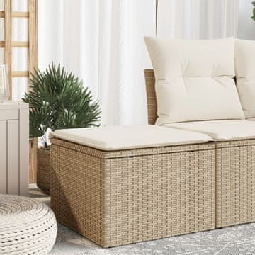 Vidaxl vidaXL Vrtni stolček z blazino, bež, 55x55x37 cm, poli ratan