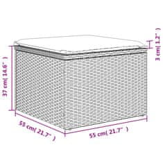 Vidaxl Vrtni stolček z blazino bež 55x55x37 cm poli ratan