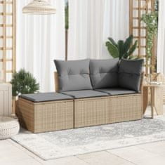 Vidaxl Vrtni stolček z blazino bež 55x55x37 cm poli ratan