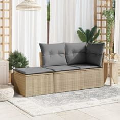 Vidaxl Vrtni stolček z blazino bež 55x55x37 cm poli ratan