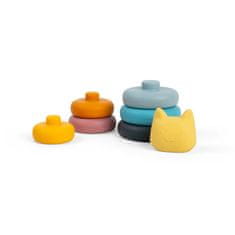 Bigjigs Toys Silikonski stolp za zlaganje Mačka