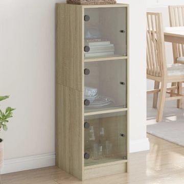Vidaxl vidaXL Omarica s steklenimi vrati sonoma hrast 35x37x109 cm