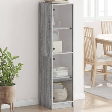 Vidaxl vidaXL Omarica s steklenimi vrati siva sonoma hrast 35x37x142 cm