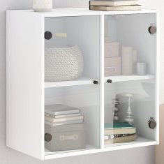 Vidaxl Stenska omarica s steklenimi vrati bela 68x37x68,5 cm