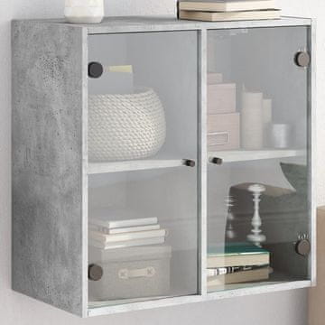 Vidaxl vidaXL Stenska omarica s steklenimi vrati betonsko siva 68x37x68,5 cm