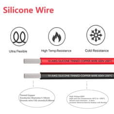 YUNIQUE GREEN-CLEAN Silikonska žica 18 AWG fleksibilna električna žica 5 metrov [2,5 m črna & 2,5 m rdeča] Konzervirani bakreni žični kabel Odpornost na visoke temperature