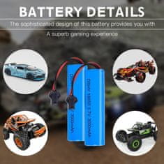 YUNIQUE GREEN-CLEAN 2 kosa Litij-ionske baterije 3.7V 3000mAh Vtič SM-2P združljiv z DE45 DE42 1:14 Off-Road & Drift Racing