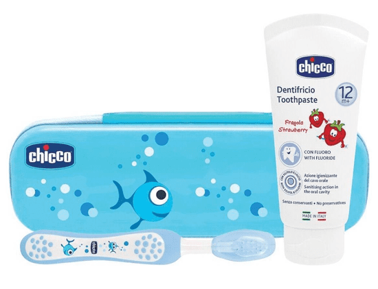 Chicco zobna ščetka in pasta v škatlici, modra (6959200)