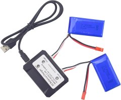 YUNIQUE GREEN-CLEAN Komplet 2 litijevih baterij 7.4V 1100mAh s polnilnikom - združljiv z WLtoys A949, A959, A969, A979, K929, V912, V913, L959