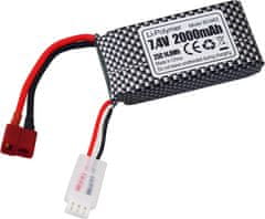 YUNIQUE GREEN-CLEAN Komplet 2 LiPo baterij 7.4V 2000mAh s T-vtičem in polnilnikom 2v1 - združljiv z modeli RC 9200, 9200E, 200E, 9202E, HM101, 9125, S920, S921, HB101 in WLtoys