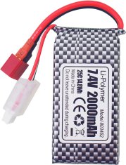 YUNIQUE GREEN-CLEAN Komplet 2 LiPo baterij 7.4V 2000mAh s T-vtičem in polnilnikom 2v1 - združljiv z modeli RC 9200, 9200E, 200E, 9202E, HM101, 9125, S920, S921, HB101 in WLtoys
