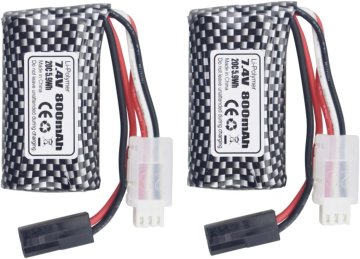 YUNIQUE GREEN-CLEAN Komplet 2 litijevih baterij 7.4V 800mAh 5500-2P - združljiv z daljinskim upravljanjem avtomobilov 9130, 9135, 9136, 9137, 9138, 9145 - idealno za terenska vozila RC