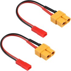 YUNIQUE GREEN-CLEAN Komplet 2 polnilnih kablov XT60 Female do JST Male, 22AWG, za LiPo RC baterije, avto, štirikopter - pretvorniki XT60 vtičnica v JST vtič, dolžina 10 cm