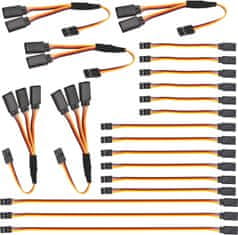 YUNIQUE GREEN-CLEAN 20 PCS RC servo podaljšek - JR podaljšek, 3-polni moški do ženski, 1 do 2/1 do 3 - velikosti 100mm, 150mm, 300mm RC