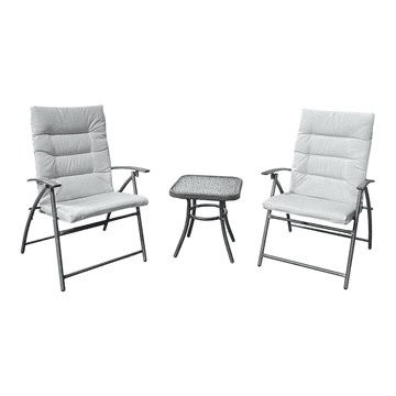 eoshop Vrtni set MUSON 3-delni (miza + 2 stola), svetlo siva/temno siva